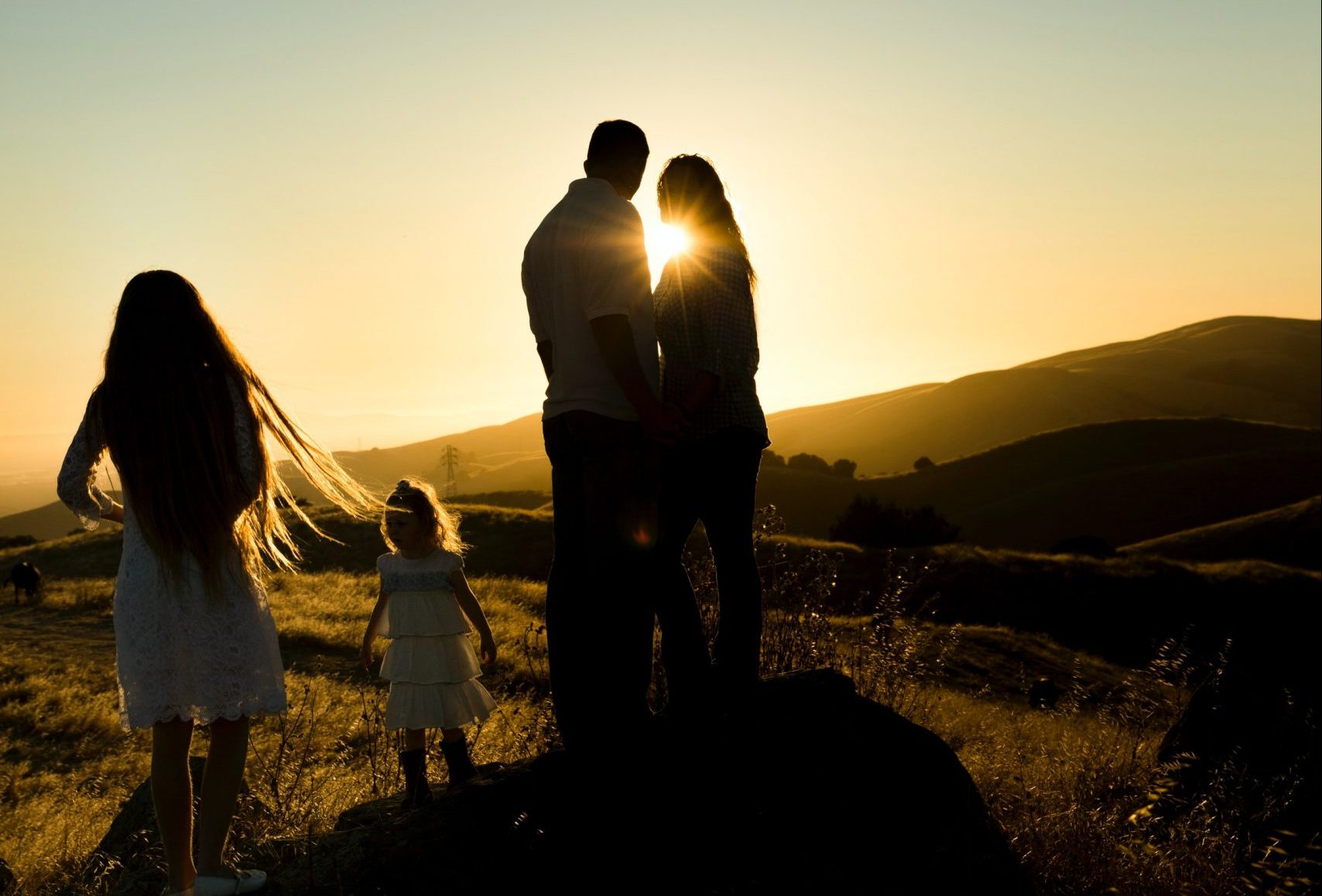 Family enjoying sunset